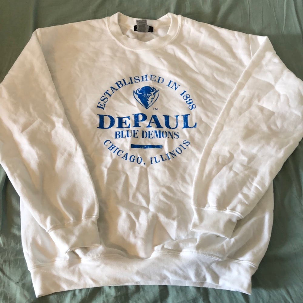 DePaul university white crew neck - NWOT